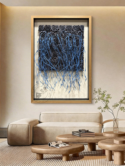 3D Blue Paper Rope Lotus Pod Wall Art Decor
