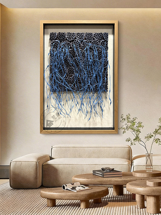 3D Blue Paper Rope Lotus Pod Wall Art Decor