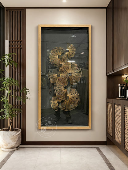 Modern Earth Tone Filament Tapestry Layered Round Medallion