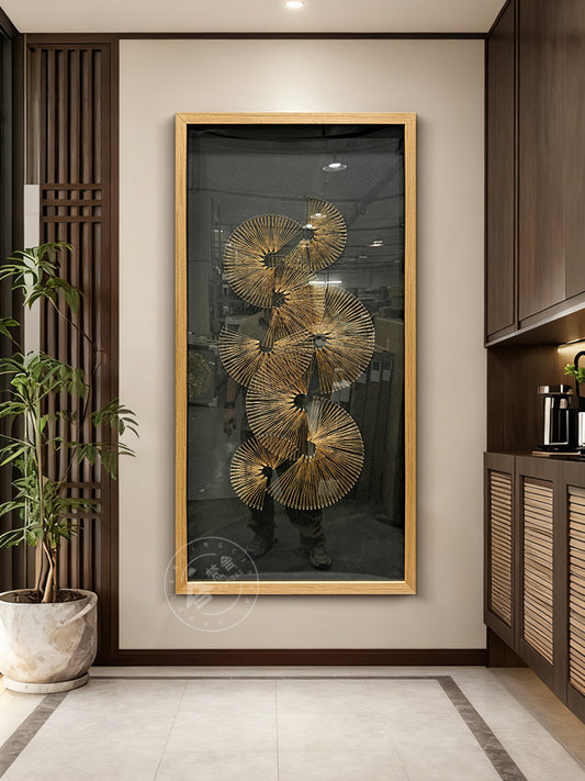 Modern Earth Tone Filament Tapestry Layered Round Medallion