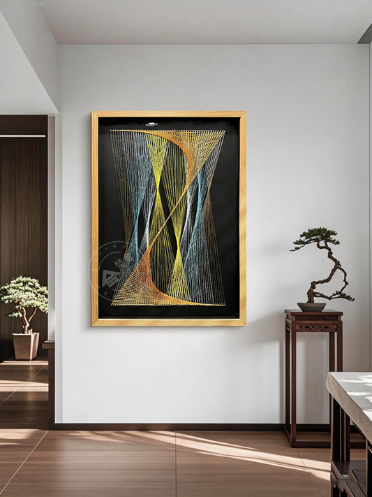 Modern Abstract Line Art Geometric Wall Decor Fiber Sculpture