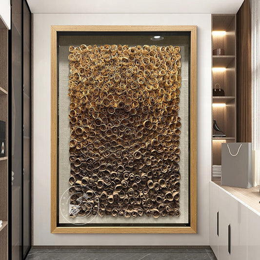 Abstract Wood Paper Flower Wall Hanging Textured Decor