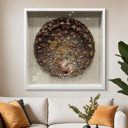Dried Floral Wall Art Preserved Botanical Round Medallion