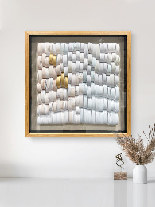 Handcrafted large square 3D paper wall decor, featuring a modern three-dimensional design with exquisite artistic detail.