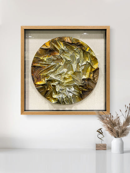 Geometric Resin Wood Block Art - Luxury Shiny Leather Wall Panel