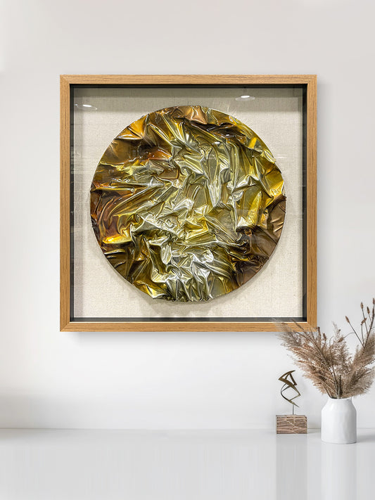Geometric Resin Wood Block Art - Luxury Shiny Leather Wall Panel