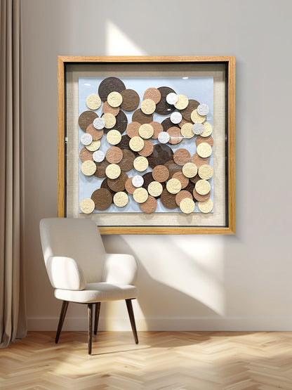 Abstract Overlapping Wood Disc Wall Art - Earthy Round Sculpture