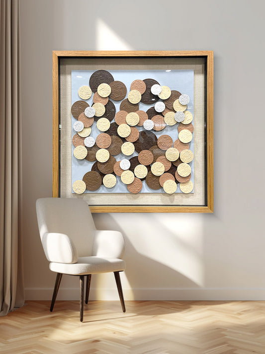 Abstract Overlapping Wood Disc Wall Art - Earthy Round Sculpture
