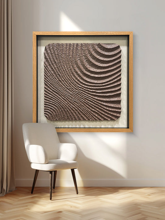 Abstract 3D Relief Wall Art - Hand-Textured Clay Wave Sculpture