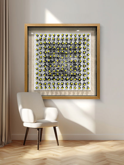 Abstract Carved & Painted Wall Sculpture - 3D Textured Art