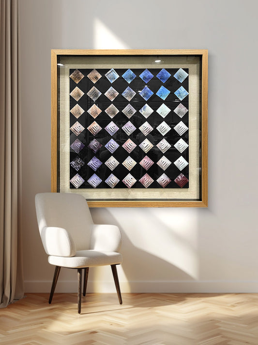 3D Pyramid Metal Matrix Wall Art - Geometric Luxury Sculpture