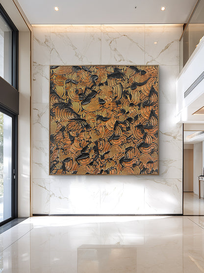 Orange Clouds Large Abstract Wall Art, Bold Heavy Textured Artwork with Vibrant Color Layers