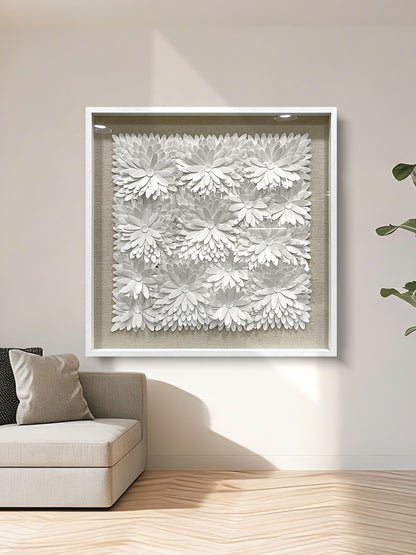 Abstract Layered 3D Floral Textured Framed Wall Decor