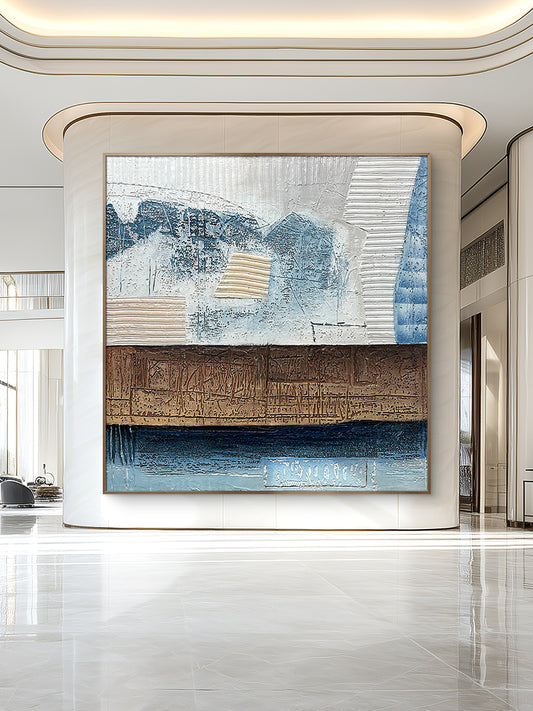 Mixed Media Abstract Wall Art with Sculptural Texture