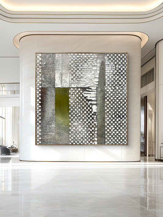 Extra Large Green Abstract Wall Art with Rich Thick Texture, Modern Elegant Artwork