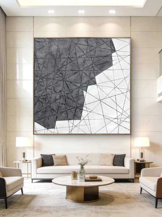 Black and White Textured Wall Art with Architectural Style