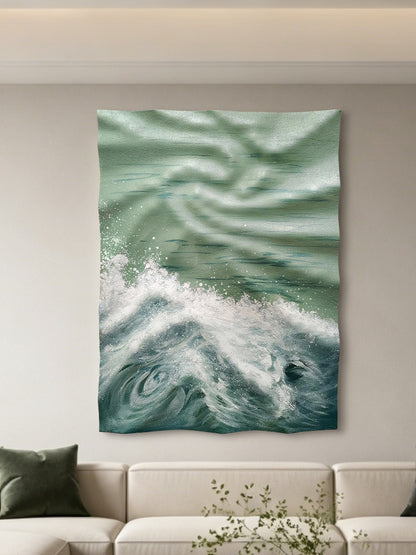 Emerald Silk Wave Textured Wall Art