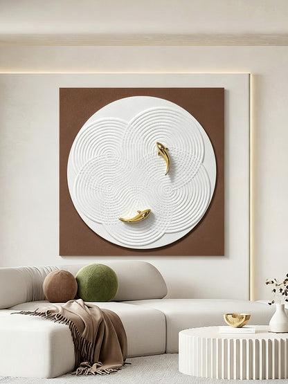 Golden Koi Ripple Round Wall Art