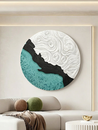 Black Gold Shore Round Wall Art