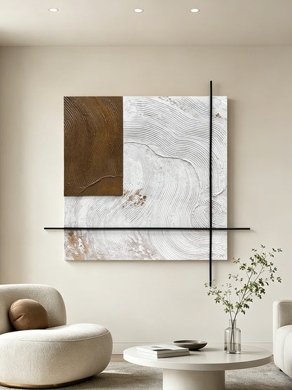 Ivory Grid Mixed Media Wall Art