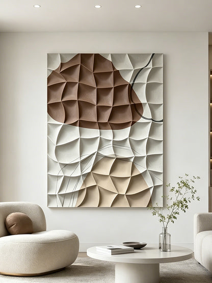 Taupe Leaf Canopy Textured Wall Art