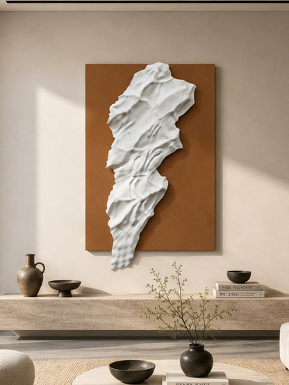 White Melted Form Sandstone Wall Relief