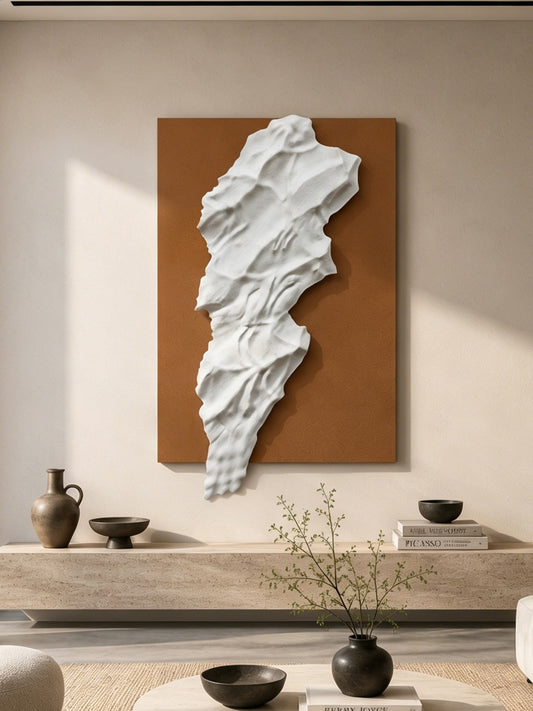 White Melted Form Sandstone Wall Relief
