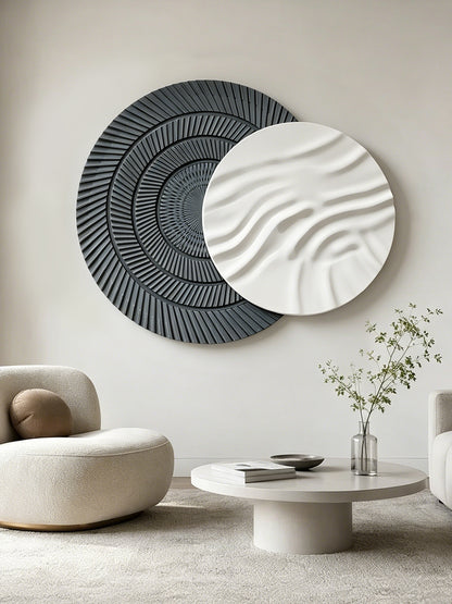 Navy Ivory Overlap Round Wall Art