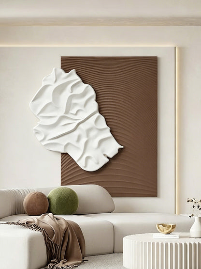 White Fold Brown Line Wall Relief