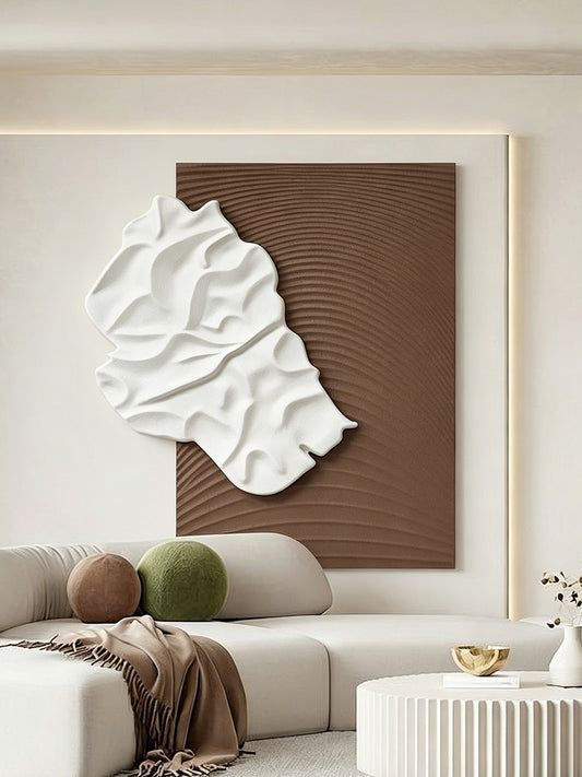 White Fold Brown Line Wall Relief