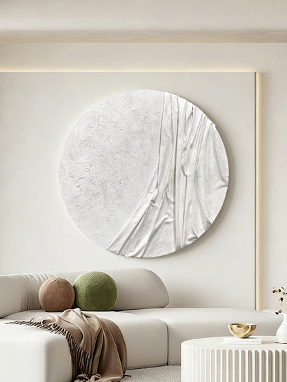 White Draped Round Wall Relief