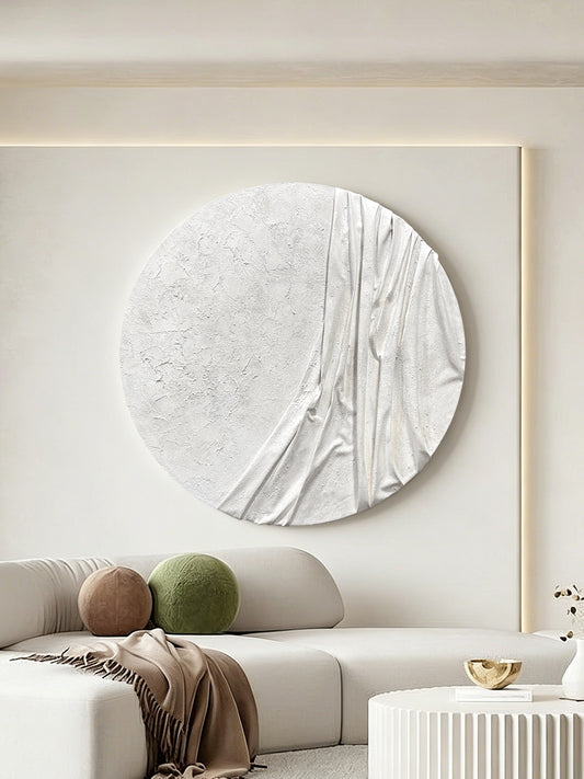 White Draped Round Wall Relief