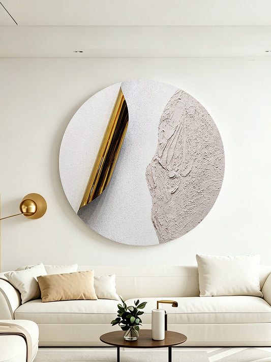 Blush Divide Round Textured Wall Art