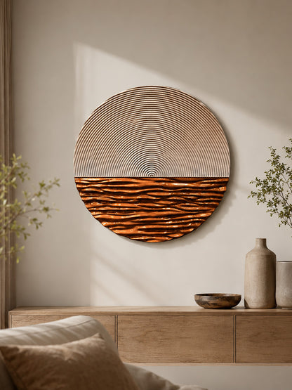 Copper Tide Round Textured Wall Art