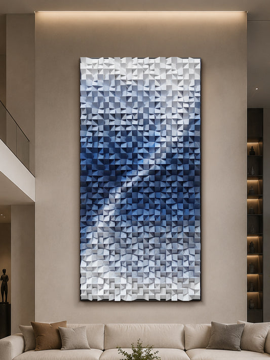 Blue Copper Wood Mosaic Wall Panel