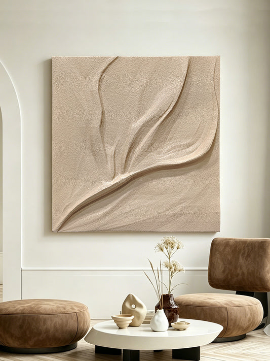 Ivory Leaf Carved Wall Relief