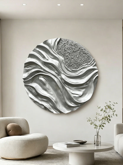 Silver Molten Circle Wall Relief