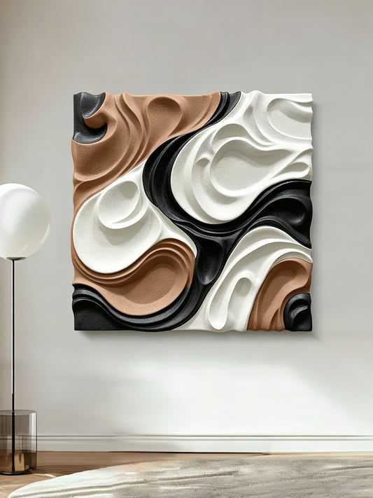 Black Copper Ivory Flow Wall Sculpture