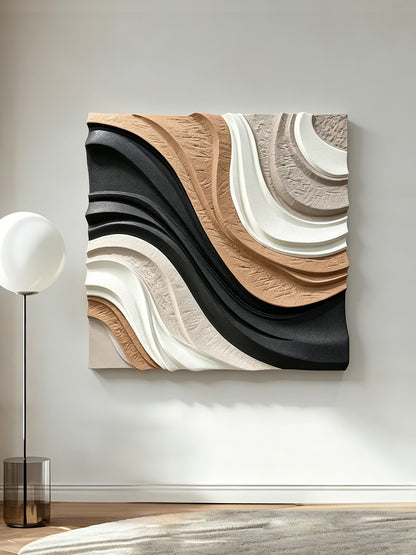 Black Terracotta Layered Wall Relief
