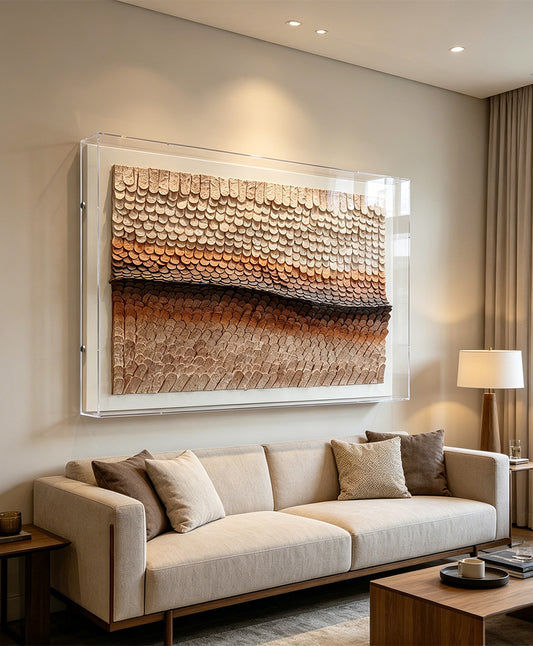 Luxury Dimensional Paper Roll Wall Decor - Textured 3D Artwork