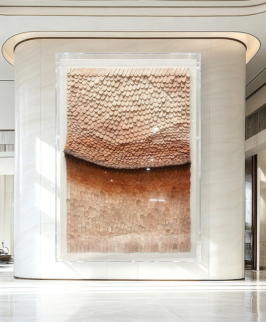 Earthy Neutral 3D Paper Mosaic Wall Art - Textured Roll Sculpture