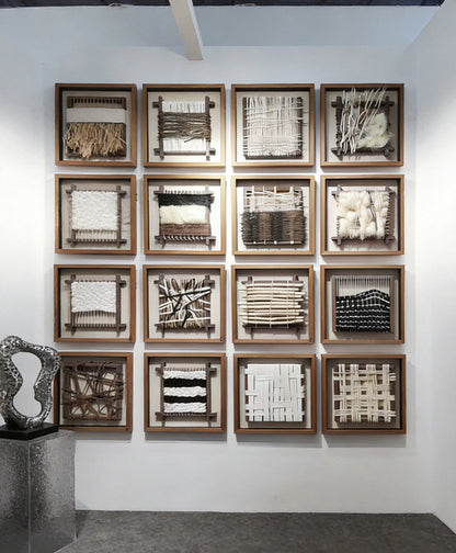 Wabi-Sabi Woven Textile Fiber Loom Shadow Box