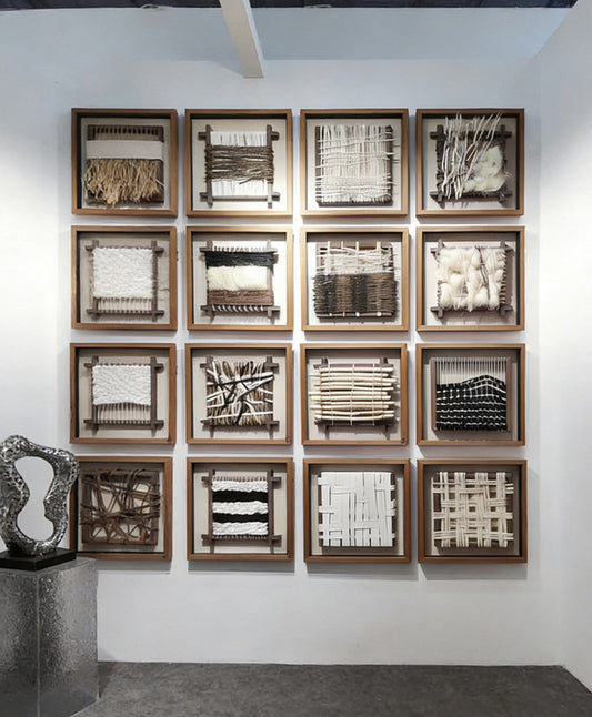 Wabi-Sabi Woven Textile Fiber Loom Shadow Box