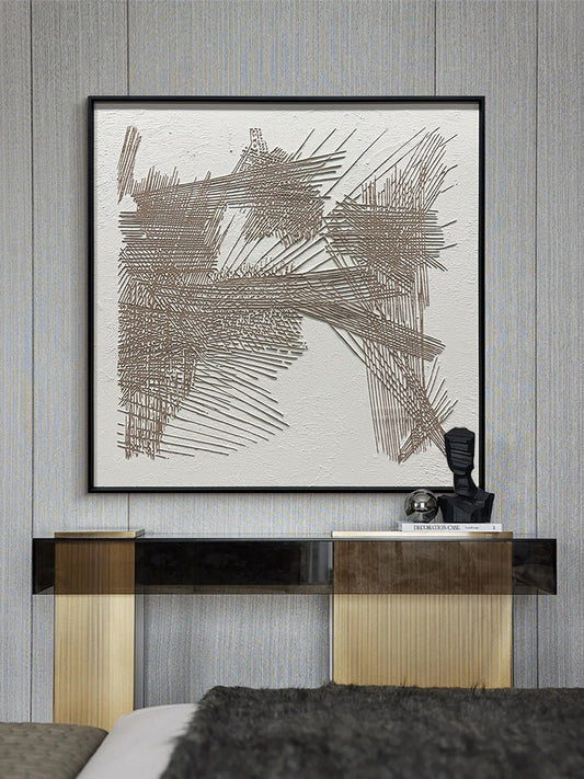 Abstract Geometric Linear Textured Canvas Wall Art