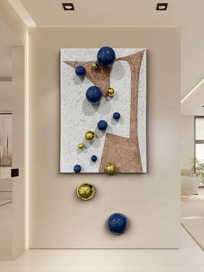 Gold Orb Fiber Mixed Media Wall Art