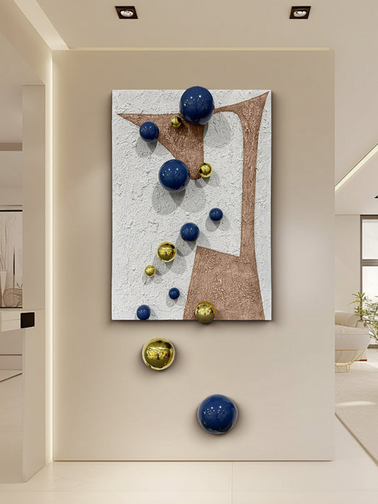 Gold Orb Fiber Mixed Media Wall Art