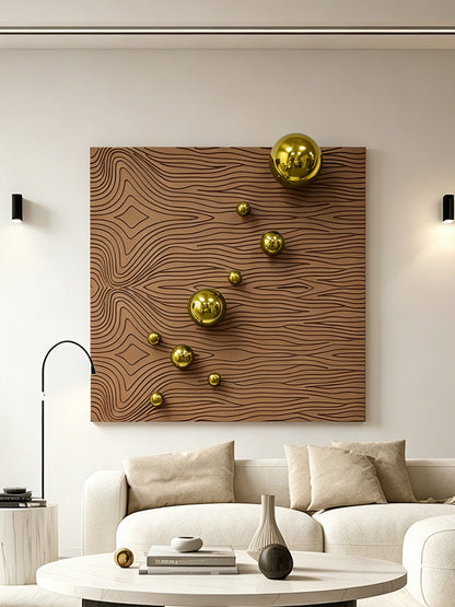 Brown Current Gold Orb Wall Art