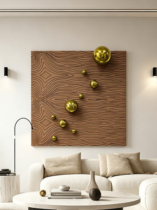 Brown Current Gold Orb Wall Art