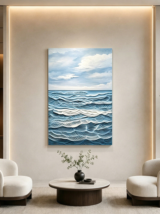 Blue Open Sea Textured Painting