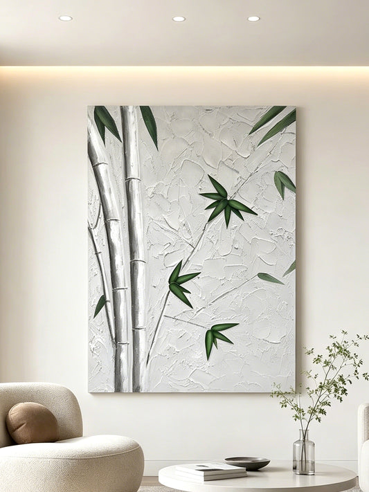 Green Bamboo Diptych Textured Art